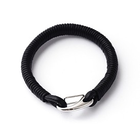 304 bracelets cuir cordon en acier inoxydable, fermoirs clés, 210x10mm