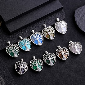 Gemstone Pendants, Heart with Tree