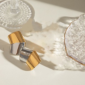 304 квадратные серьги-гвоздики из нержавеющей стали двухцветной формы