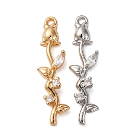 Латунные микропаве прозрачные подвески с фианитом, без кадмия, без никеля и без свинца, роза