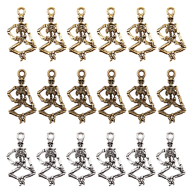 180Pcs 3 Style Punk Alloy Pendants, Cadmium Free & Lead Free, Human Skeleton Pendants for Halloween Jewelry Making