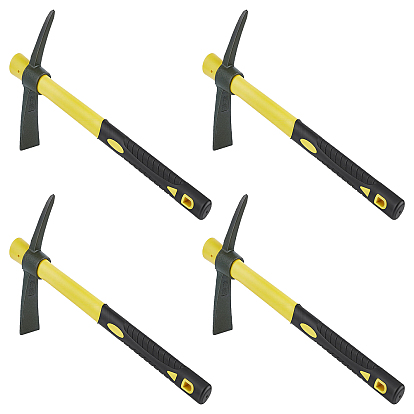 4Pcs Heavy-Duty Mini Manganese Steel Garden Pickaxe with Plastic Handle for Digging, Root Cutting & Outdoor Use