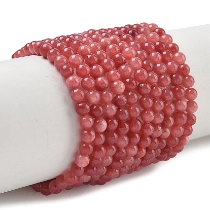 Natural Dyed Yellow Jade Gemstone Bead Strands, Round