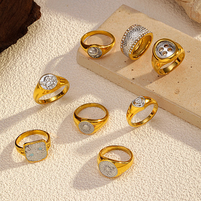 304 палец кольца из нержавеющей стали, настоящее золото и нержавеющая сталь, вакуумное покрытие pvd