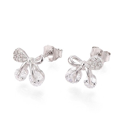 925 серьги-гвоздики в форме банта из стерлингового серебра с микропаве из прозрачных кубических цирконий