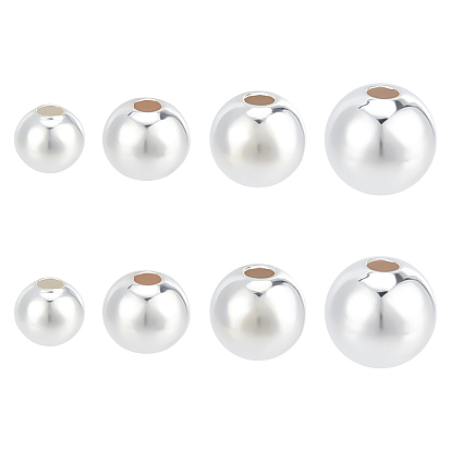 8Stück 4Stile 925Perlen aus Sterlingsilber, Runde
