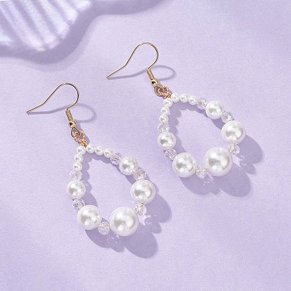 304 серьги-капли из нержавеющей стали и натурального культивированного пресноводного жемчуга, со стеклом