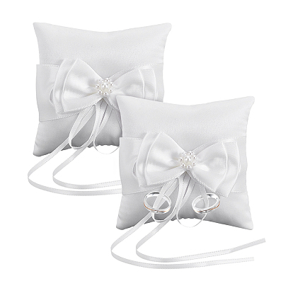 Квадратная полиэстеровая подушечка для демонстрации обручальных колец с пластиковыми жемчужинами в форме цветка