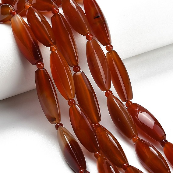 Природного сердолика нитей бисера, треугольные, окрашенная и подогревом, с бисером