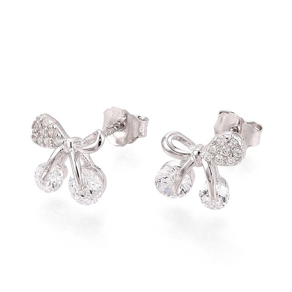 925 серьги-гвоздики в форме банта из стерлингового серебра с микропаве из прозрачных кубических цирконий