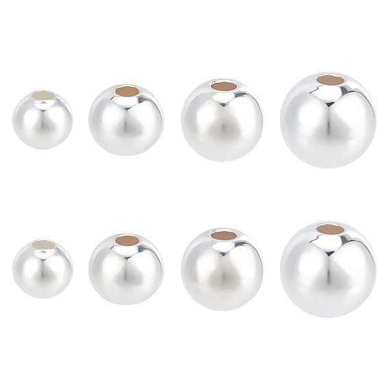 8Stück 4Stile 925Perlen aus Sterlingsilber, Runde