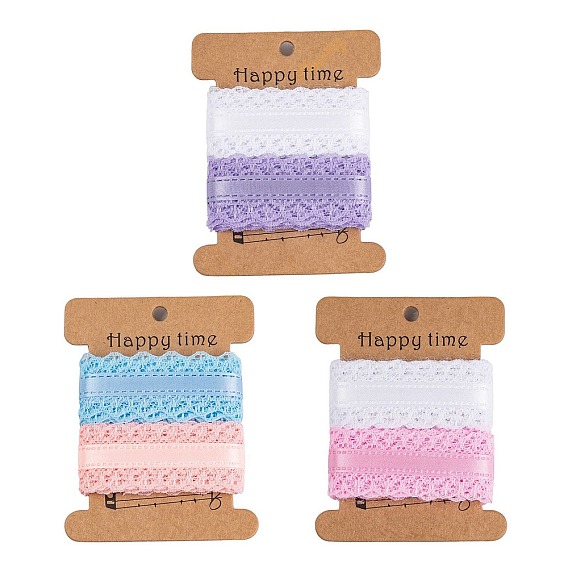 4 ярдов 2 цветов отделка кружевом из полиэстера, цветочная кружевная лента