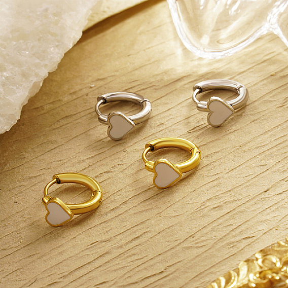 Серьги-кольца в форме сердца из натуральных ракушек, 304 серьги нержавеющей стали