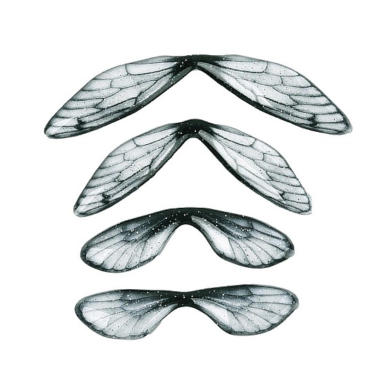 3 шт. прозрачных кабошонов из эпоксидной смолы в виде крыльев бабочки, с блеском порошок