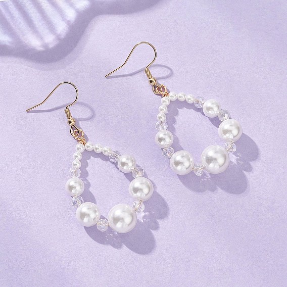 304 серьги-капли из нержавеющей стали и натурального культивированного пресноводного жемчуга, со стеклом