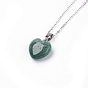 Natural & Synthetic Gemstone Pendant Necklaces, with Brass Chains, Heart