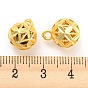 Rack Plating Brass Charms, Cadmium Free & Lead Free, Long-Lasting Plated, Hollow Flower Charm