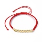 Unisex Adjustable Nylon Thread Braided Bead Bracelets, with Golden Plated Brass Curb Chains