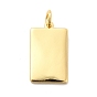 Rack Plating Brass Pendants, Long-Lasting Plated, with Jump Rings, Cadmium Free & Lead Free, Rectangle with Palm Pattern Charm