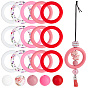 10Pcs 5 Colors Silicone Beads, Ring, with 30Pcs 5 Colors Round Silicone Beads