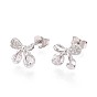 925 серьги-гвоздики в форме банта из стерлингового серебра с микропаве из прозрачных кубических цирконий