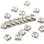 Brass Rhinestone Spacer Beads, Grade A, Square, Nickel Free, White, Silver Color Plated
