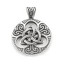 Viking Norse 304 Stainless Steel Pendants, Flat Round with Triquetra Knot Charm