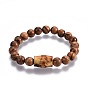 Men's Wood Beads Stretch Bracelets, with Natural Bodhi Beads