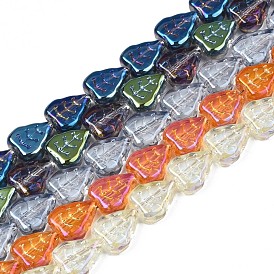 Electroplate Glass Beads Strands, Leaf