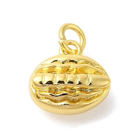 Oval Rack Plating Brass Pendants Charms, Lead Free & Cadmium Free