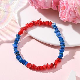 Браслеты из натуральных окрашенных пресноводных ракушек, эластичные, для мужчин и женщин, самородки