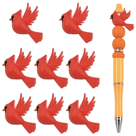 8 шт. силиконовые фокусные бусины, бантик в горошек/птица