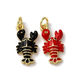 Латунные микро проложить кубического циркония подвески, с эмалью, омары-талисманы, реальный 18 k позолоченный, с целью перехода в кольце