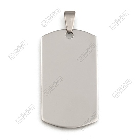 201 Stainless Steel Rounded Rectangle Stamping Blank Tag Pendants, for Necklace Men Jewelry Making, with Snap on Bails