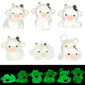 Светящаяся смоляная скульптура коровы для украшения экспозиции, светится в темноте, с акриловыми двусторонними наклейками