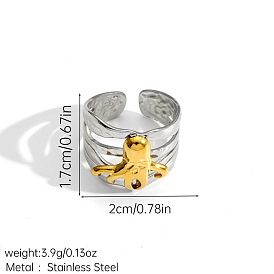 Ocean 304 Stainless Steel Cuff Open Rings, Golden & Stainless Steel Color
