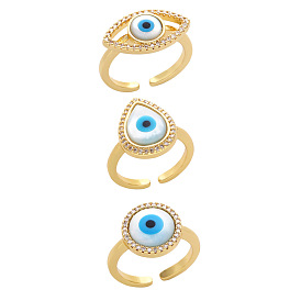 Geometric Shell Zircon Evil Eye Ring for Women (RIN73)