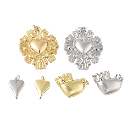 Латунные подвески, сердце прелести, с целью перехода в кольце, долговечный, без свинца и без кадмия