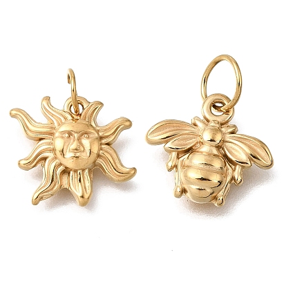 304 нержавеющей стальной эмали подвески, ионное покрытие, амулеты солнца и пчелы, реальный 18 k позолоченный