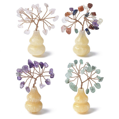 Украшения из натурального камня в виде дерева жизни с тыквенной основой из топаза, медная проволока фэн-шуй энергетический камень подарок для домашнего офиса украшение рабочего стола