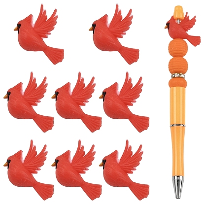 8 шт. силиконовые фокусные бусины, бантик в горошек/птица