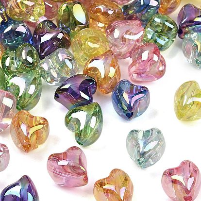 Уф-покрытие прозрачные акриловые бусины, радужный, сердце