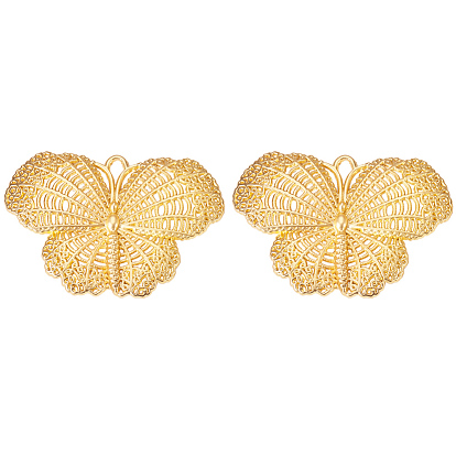 Alloy Big Pendants, Matte Style, Butterfly, Golden