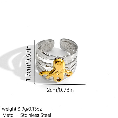 Ocean 304 Stainless Steel Cuff Open Rings, Golden & Stainless Steel Color