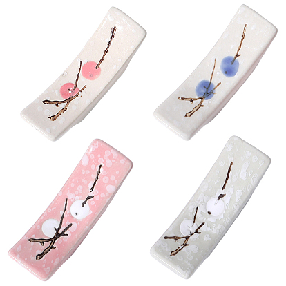 4 piezas 4 colores patrón de flores estilo japonés soportes para palillos de porcelana, soportes para palillos