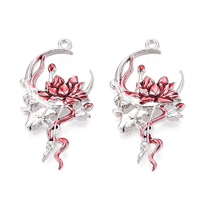 Подвески из сплава, окрашенные распылением, цветок лотоса, без кадмия, без никеля и без свинца