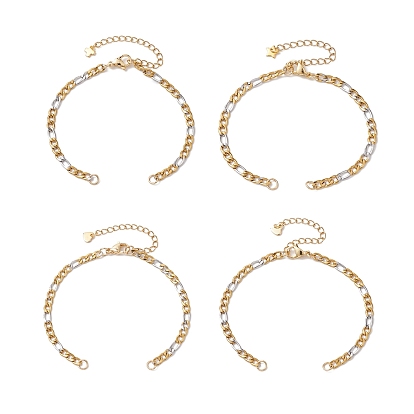 304 из нержавеющей стали цепи Фигаро браслет задатки, с удлинителем цепи смешанной формы