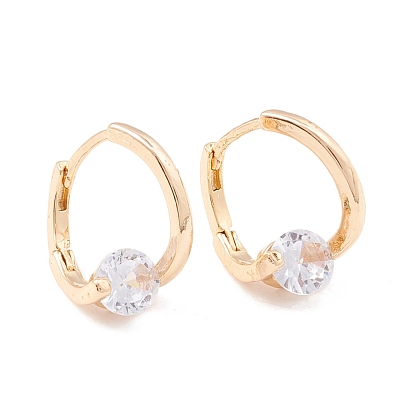 Clear Cubic Zirconia Hoop Earrings, Brass Jewelry for Women, Cadmium Free & Lead Free