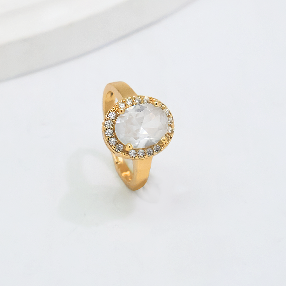 Латунные микропаве кубические цирконии манжеты открытые кольца для женщин, овальные