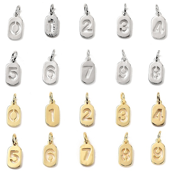 Латунные подвески, числовые прелести, с целью перехода в кольце, стойки покрытие, долговечный, без свинца и без кадмия